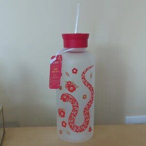 Lunar new year 2025 Year Of The Snake Glass Bottle with straw Brand New